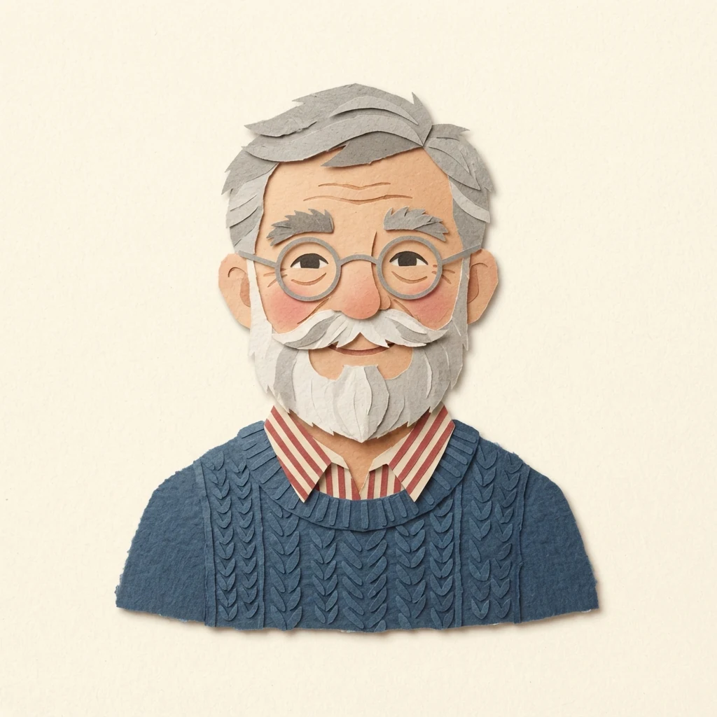 Un grand-père en papier découpé